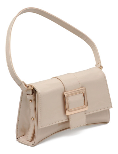 Bolsa Mujer Beige Fiesta Charol Hombro Mediana Casual Dama