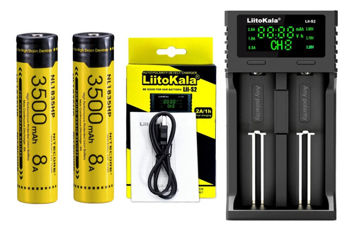 Kit Cargador Liitokala Lii-s2 Y 2 Baterias Nitecore Nl1835hp