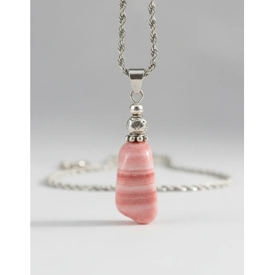 Collar Rodocrosita Piedra Auténtica + Cadena De Acero | Envío gratis
