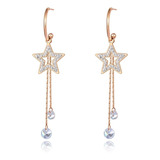 Aretes Colgante Estrellas Inoxidable Oro Plata Mujer Antheia