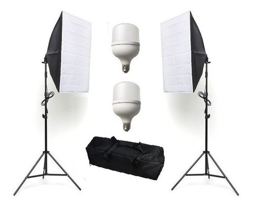 Kit 2x Softbox 50x70 + Tripé + Lâmpada Ultra Led 90w + Bolsa