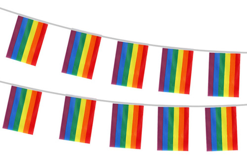 2 Guía Banderines Lgbt Pride Marcha Orgullo 60 Banderas 20mt