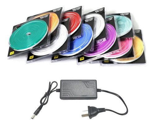 Kit Tira Luces Led Neon Manguera Flexible Exterior + Fuente 