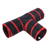 Túnel Colorido Para Pets Gato Cachorro Coelho Brinquedo - T Cor T - Preto E Vermelho