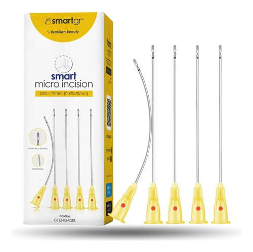 Cânula Subcisão Smart Micro Incision 20g X 70mm Bico De Pato