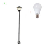 Luminária Poste Balizador Jardim Lustre P7 2,35m Preto 