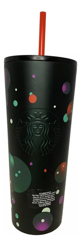 Vaso Termo Starbucks Metalico Negro 710 Ml Esferas Colores