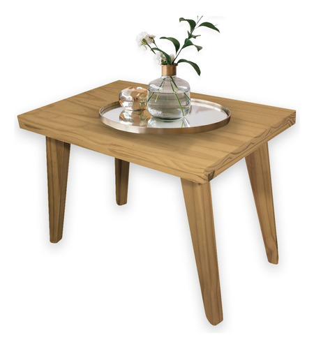 Mesa Ratona 80 Arrime Auxiliar Moderna Pata Inclinada Madera Color Roble