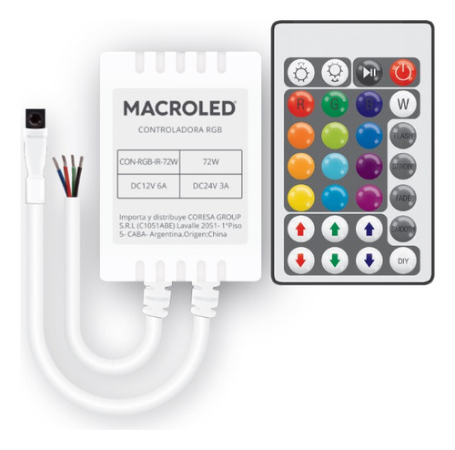 Controlador Infrarrojo C/control Remoto 12v Macroled