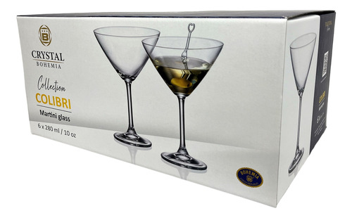 Conj 6 Taças Bohemia Titanium Colibri Martini 280ml