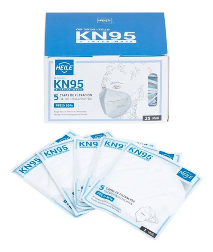 Mascarillas Kn95 Blanca Certificadas Caja 25 Unid. Heile