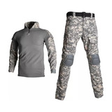 Polera Traje Uniforme Militar De Camuflaje + Rodilleras Mono