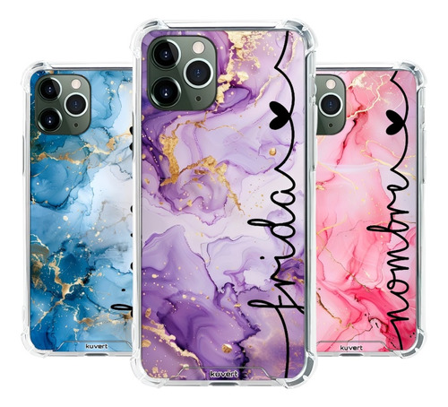 Funda Personalizada Mármol Tu Nombre Para iPhone Antigolpes