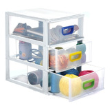 Gaveteiro De Mesa Grande Organizador Multiuso 3 Gavetas Cor Branco