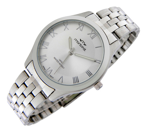 Reloj Montreal Hombre Ml1509 100% Acero Agujas Luminosas