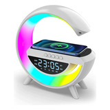 Lampara De Escritorio Led Inteligente Con Bocina Bluetooth Cargador Inalámbrico Y Reloj Despertador 3en1 Color Blanco