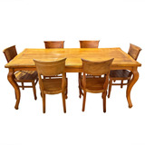 Conjunto Mesa De Jantar Retangular Com 6 Cadeiras Madeira 