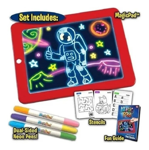 Tableta De Dibujo Con Luz Led Magic Pad 3 Marcadores Gratis