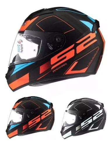 Jm Casco Ls2 Ff 352 Rookie Cypress Negro Naranja Mate