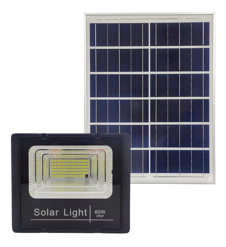 Foco Solar Led 60 Watt Reales Con Panel Solar Y Control 