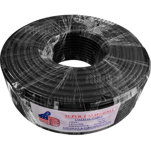 Cable Coaxial Negro Rg6 X Rollo De 100 Mt Parabólica Tv Tdt