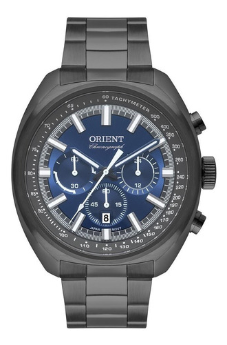 Relógio Masculino Orient Grafite Azul Cronógrafo Com Data+nf