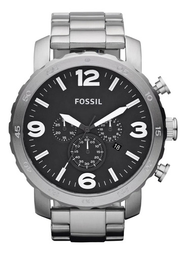 Relógio De Pulso Fossil Masculino Nate Prateado Jr1353/1pn