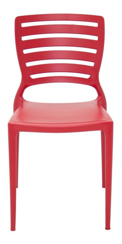Cadeira De Jantar Tramontina Sofia Respaldo Horizontal, Estrutura De Cor  Vermelho, 1 Unidade