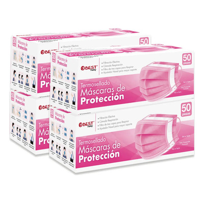 Best Trading Cubrebocas Rosa 200 piezas, Mascarilla Desechable Termosellado Tricapa, Tapabocas con Ajustador Nasal Oculto y Tecnología Ligera de Filtrado Efectivo | MercadoLibre