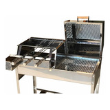 Churrasqueira Carvão Mista Inox 85x41 Bafo Grill Giratório