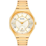 Reloj Bulova Curv Original Para Hombre 97p136 Color De La Correa Dorado Color Del Bisel Dorado Color Del Fondo Blanco