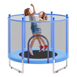 Trampolín Brincolin Infantil Seguridad Niños Juego Azul 1.5m Lona De Salto Azul Acero Cobertor De Resortes Azul Acero