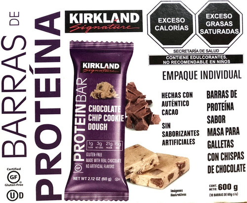 Barras De Proteína Chocolate Chip Cookie Doug 10pz Kirkland Sabor Chocolate Cookie Dough