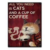 #1270 - Cuadro Vintage 30 X 40 - Gato Café Coffee No Chapa