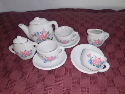 Juego Miniatura Té Porcelana Tetera Tazas Colección 