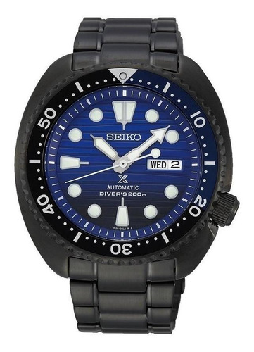 Reloj Seiko Prospex Turtle Automatic Diver 200m Srpd11k1 Color De La Malla Negro Color Del Bisel Negro Color Del Fondo Azul