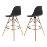 Kit 2 Banquetas Altas Para Bar Cozinha Charles Eames Eiffel Cor Preto