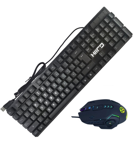 Teclado Oficina Español, Con Ñ, Uso Rudo, Mouse Gamer 7p Rgb