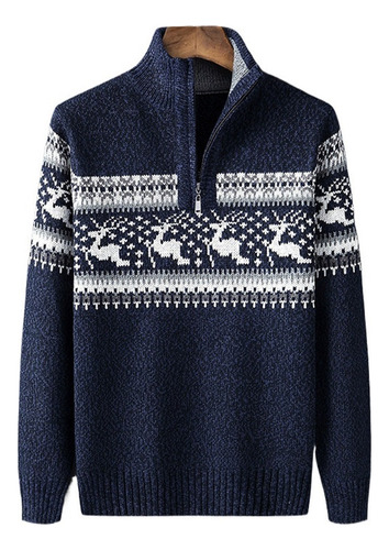 Natal Casual Jacquard Half-zip Half Zip Sweater For