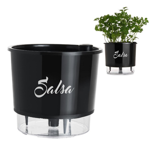 1 Vaso Temperos Auto Irrigável 1,7l Planta Decorativo Preto