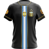 Camiseta Argentina Afa Negra Campeones Mundial Bandera