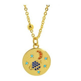 Collar Medalla Con Planeta, Luna Y Estrellas, Chapa De Oro