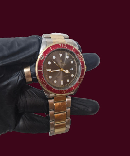Reloj Rolex Plateado Con Rojo Clon