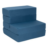 Sofa Cama Individual Colchon Plegable Sillon Portatil 2 En 1 Color Azul