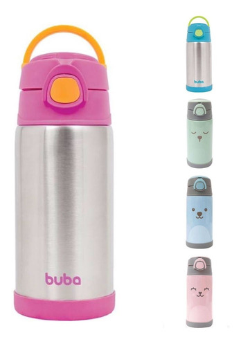 Garrafa Térmica Parede Dupla Com Canudo Inox 420ml Buba Baby