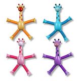 4 Girafinhas Estica Brinquedo Criança Gruda Parede Ventosa