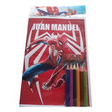 Libro Para Colorear Hombre Araña Spiderman Con 6 Lapices