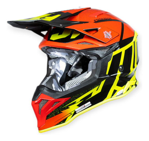 Casco Just1 J39 Poseidon Motocross Enduro Rojo/negro/fluo