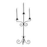 Candelabro Artesanal En Hierro Para 3 Velas Negro