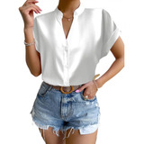 Camisa Casual Elegante Con Cuello En V For Mujer